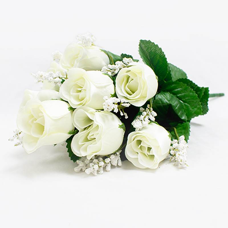 Bouquet de Rosas (x10) 46cm Branco