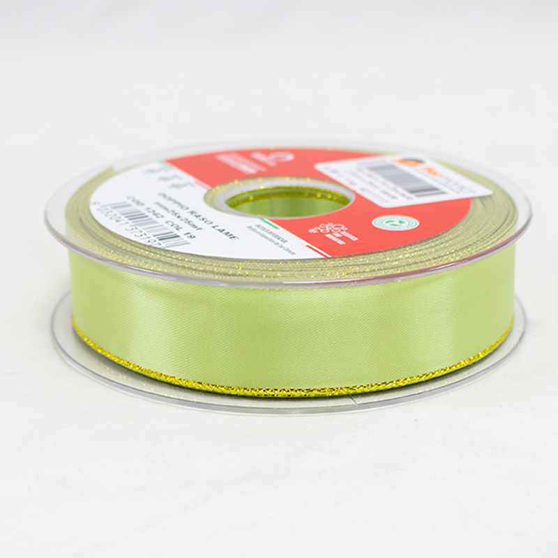 Fita Cetim Fio Dourado 2.5cm x 25mt- Verde