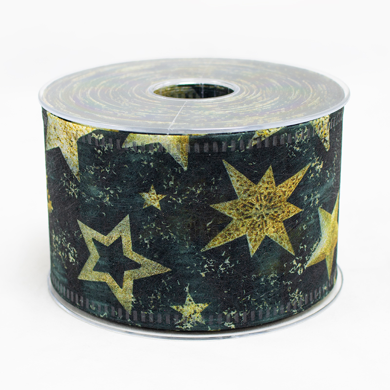 Fita Decofibra Estrelas de Natal 70mm x 25mt - Preto