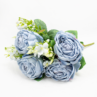 Ramo de 6 Rosas Artificial 45cm Azul