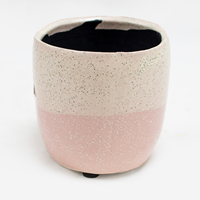 Vaso Cerâmica 10 x 10cm Rosa/Branco