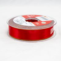 Fita Cetim Fio Dourado 2.5cm x 25mt- Vermelho