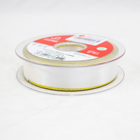 Fita Cetim Fio Dourado 2.5cm x 25mt- Branco